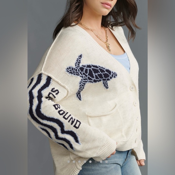 Anthropologie Pilcro Relaxed Sea Turtle Cardigan NWT! - Picture 3 of 16